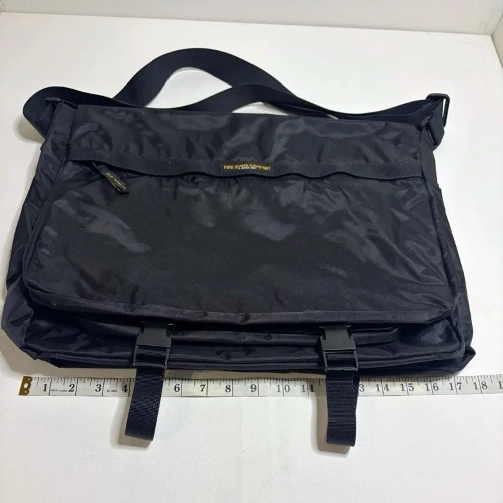 Ralph Lauren POLO Jeans Co Large Laptop Black Nylon Messenger Bag Unisex Satchel